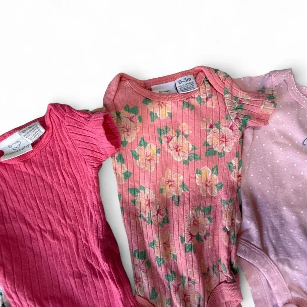 Baby Girl 0-3M Bodysuit Bundle 7 Pc Old Navy Carter's Floral Pink Onesies